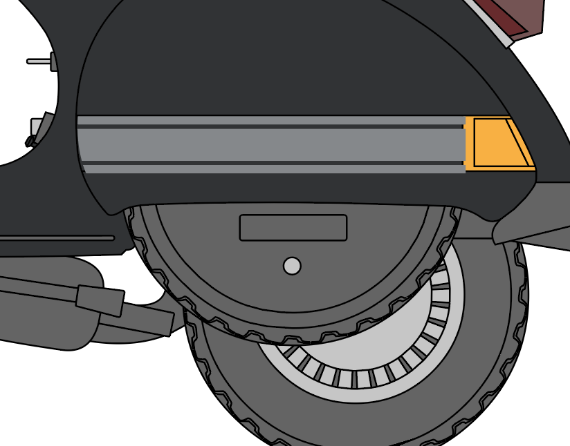 Dekor Streifen Kotflügel und Seitenhauben für Vespa PX dunkelgrau